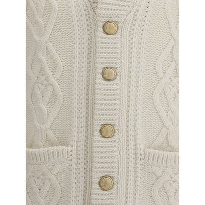 Brunello Cucinelli White Cashmere Cardigan Brunello Cucinelli