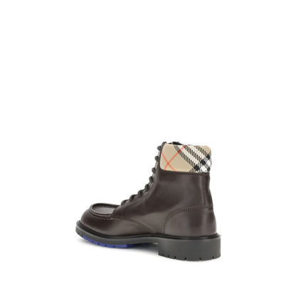 Burberry Brown Calf Leather Bos Taurus Lace-Up Boots Burberry