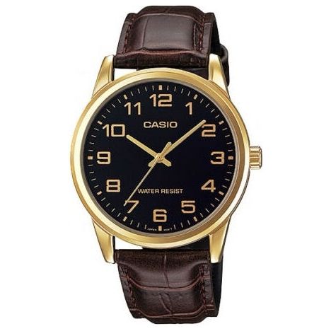 CASIO COLLECTION Mod. ONLY TIME GOLD, LEATHER - BLACK