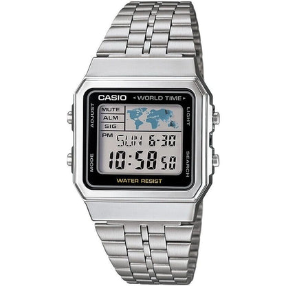 CASIO VINTAGE Mod. WORLD TIME - SILVER & BLACK WATCHES