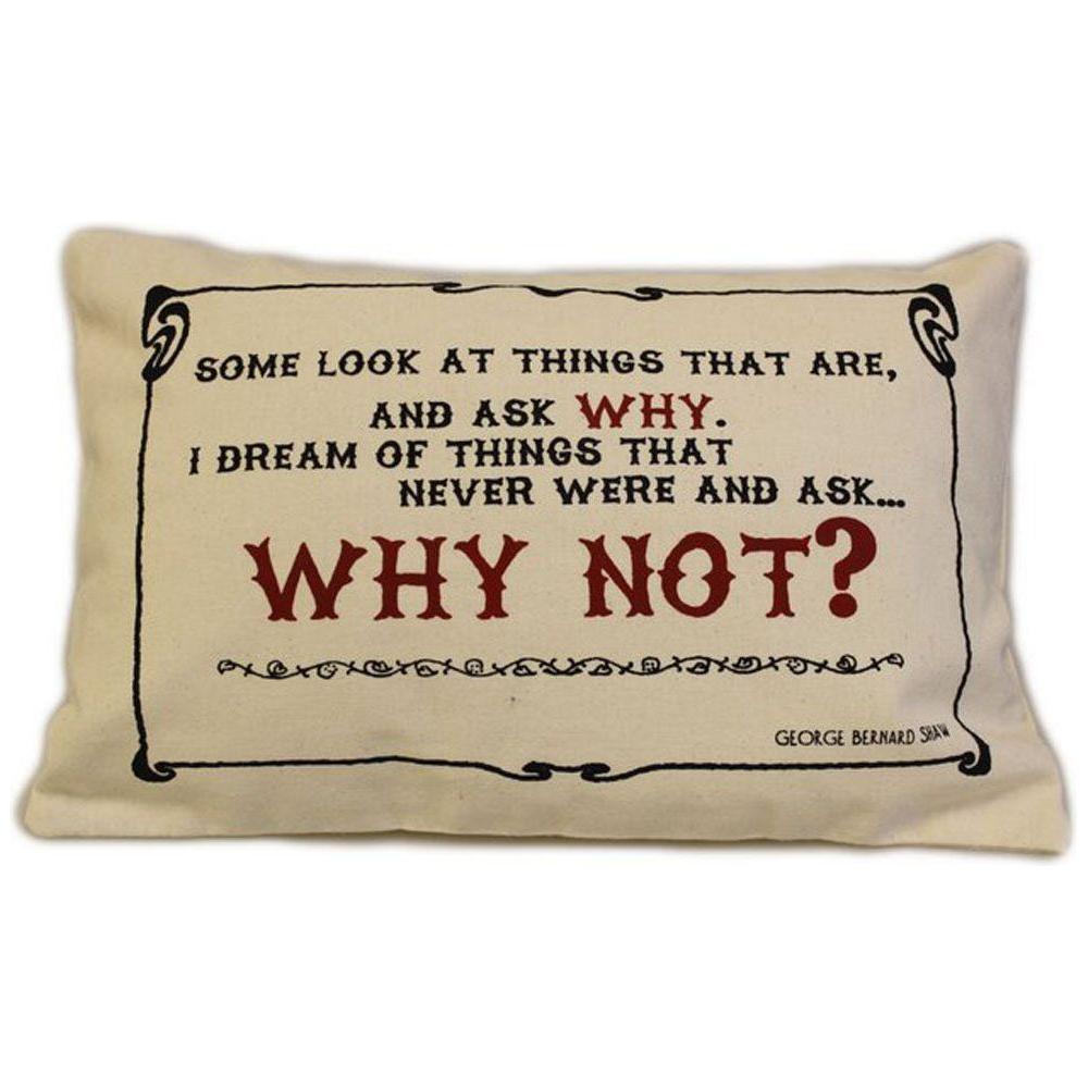 CUSCINI LETTERARI - Copricuscino in Juta lavata / Cotton pillow case WHY NOT - Size 38x25cm FASHION ACCESSORIES