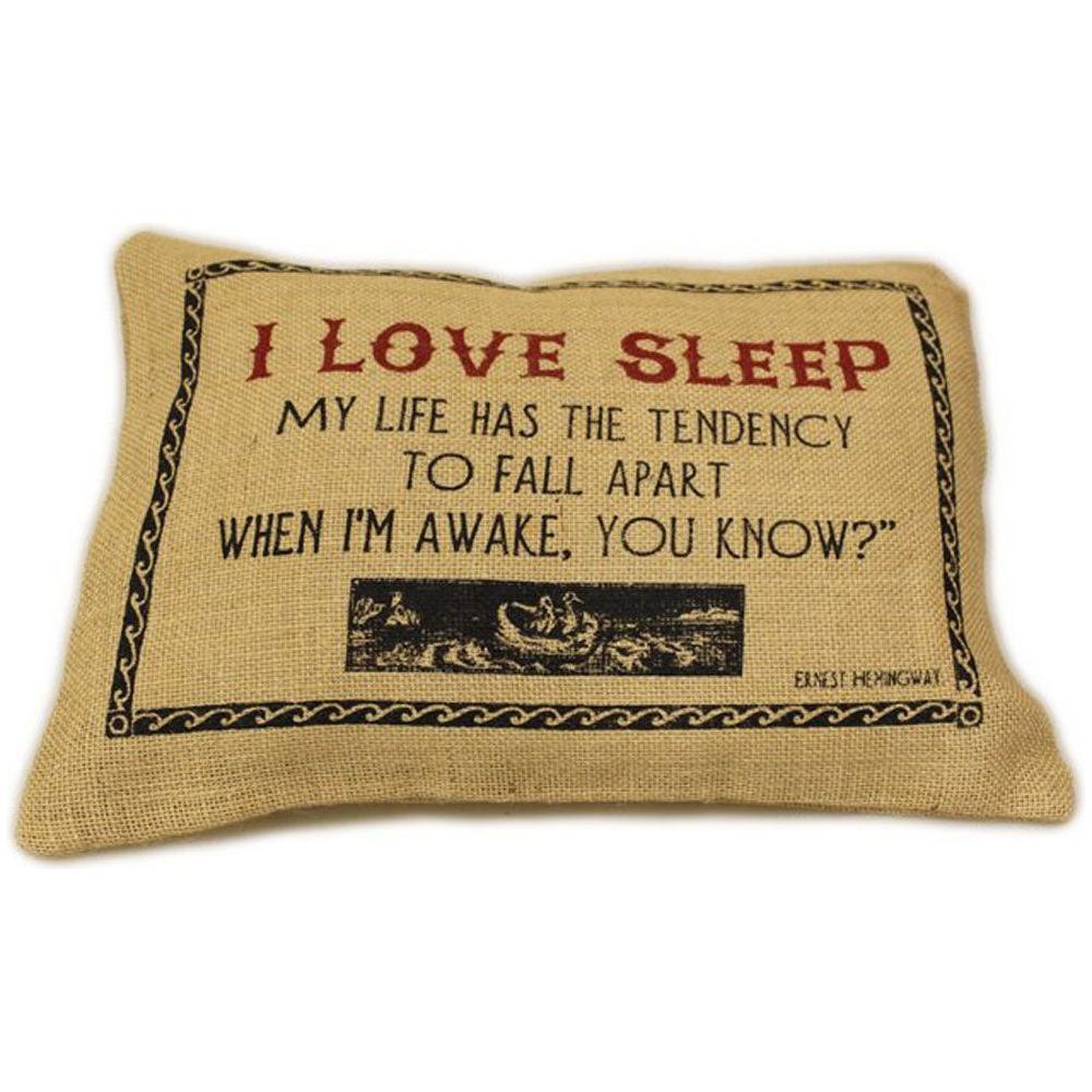 CUSCINI LETTERARI - Copricuscino in Juta lavata / Juta washed pillow case LOVE SLEEP - Size 38x25cm FASHION ACCESSORIES