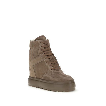Casadei Beige Calf Leather Bos Taurus Sneakers Casadei