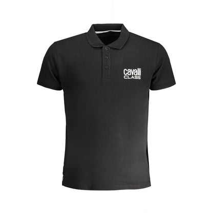 Cavalli Class Black Cotton Men's Polo Shirt