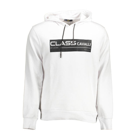 Cavalli Class White Cotton Men Sweatshirt Cavalli Class