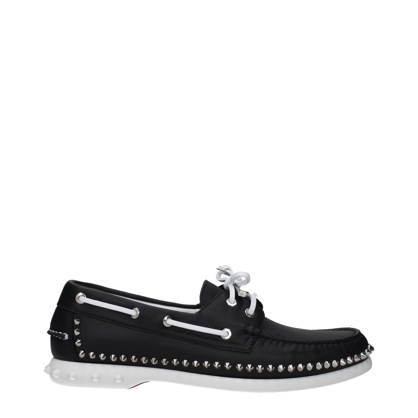 Christian Louboutin Black Leather Slip-On Loafers