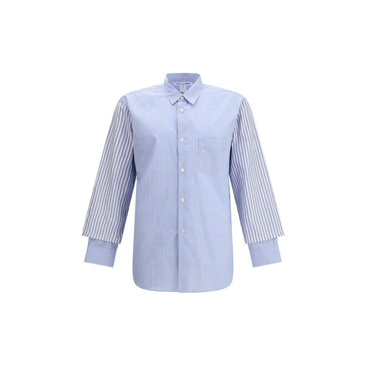 Comme Des Garçons Light Blue Cotton Pattern Shirt Comme Des Garçons