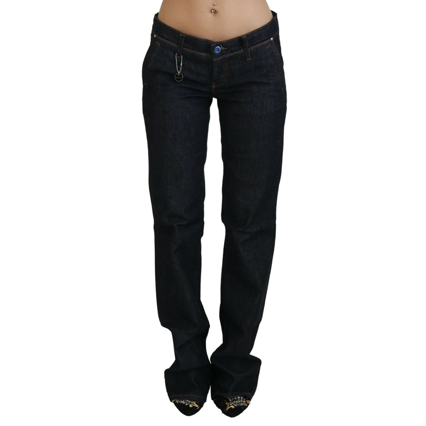 Costume National Blue Low Waist Straight Denim Pants Jeans Costume National