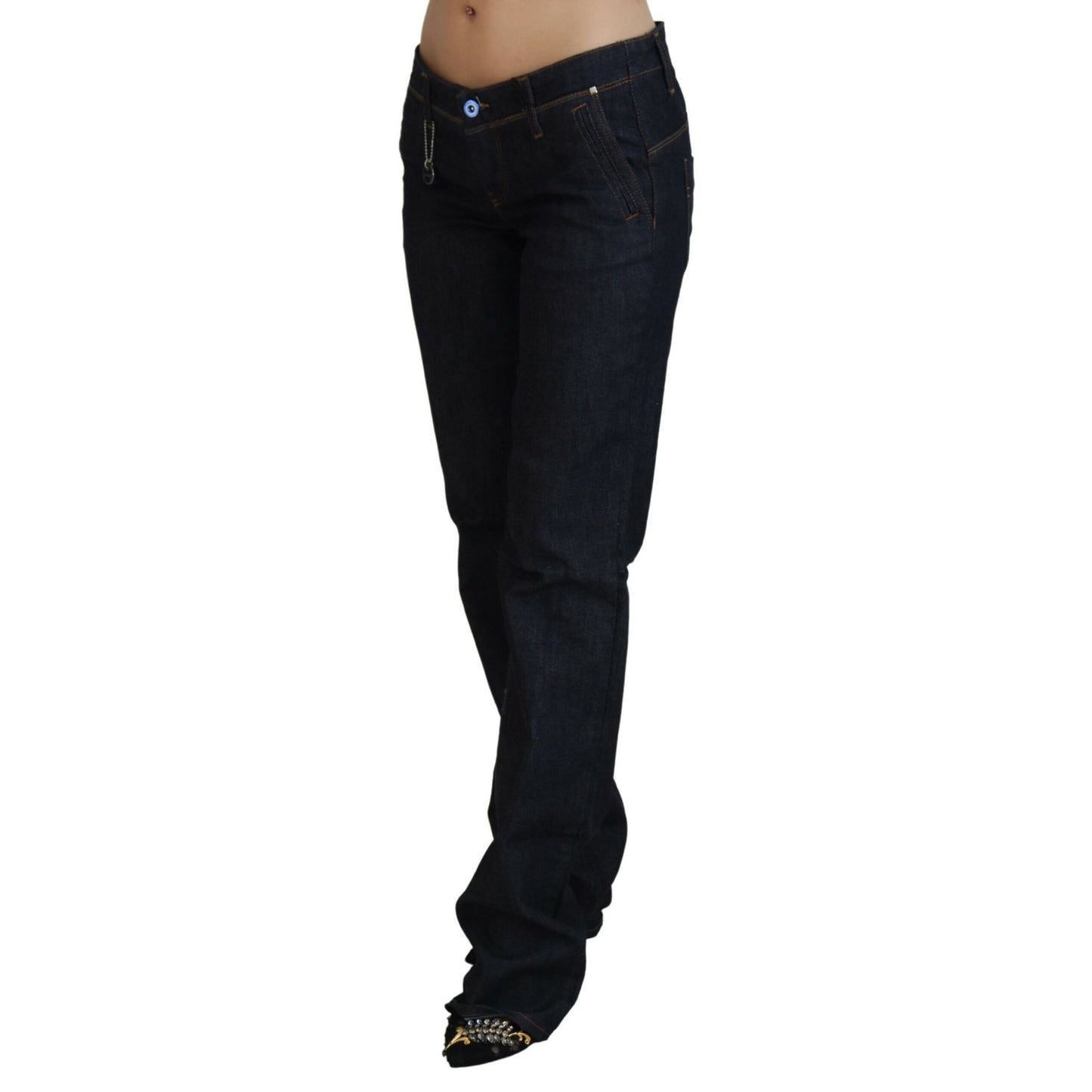 Costume National Blue Low Waist Straight Denim Pants Jeans Costume National