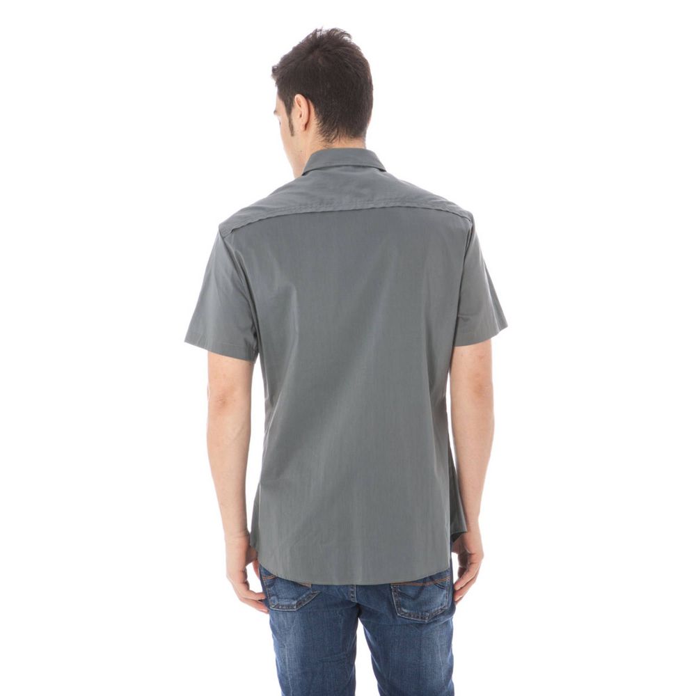 Costume National "Gray Cotton Men's Shirt with Italian Collar" Costume National