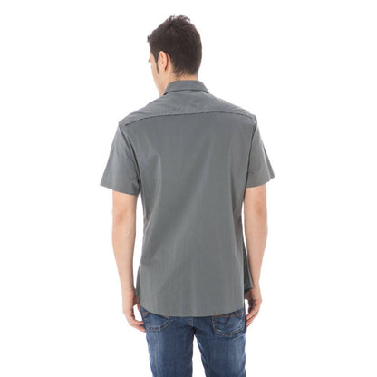Costume National "Gray Cotton Men's Shirt with Italian Collar" Costume National