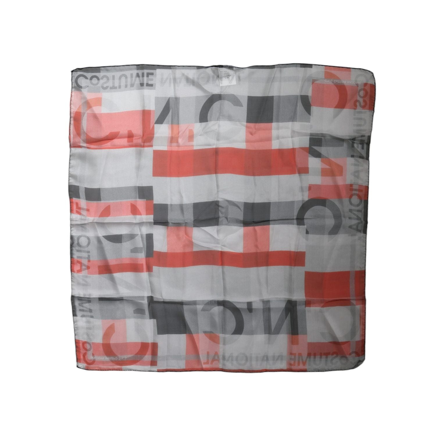 Costume National Gray Red Silk Square Neck Wrap Scarf
