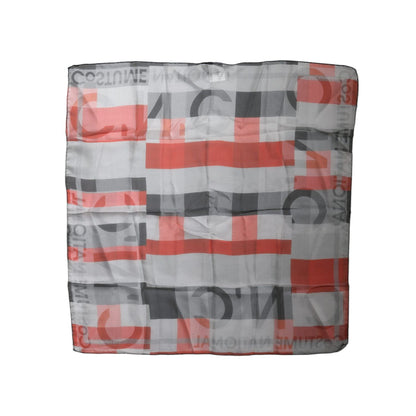 Costume National Gray Red Silk Square Neck Wrap Scarf Costume National