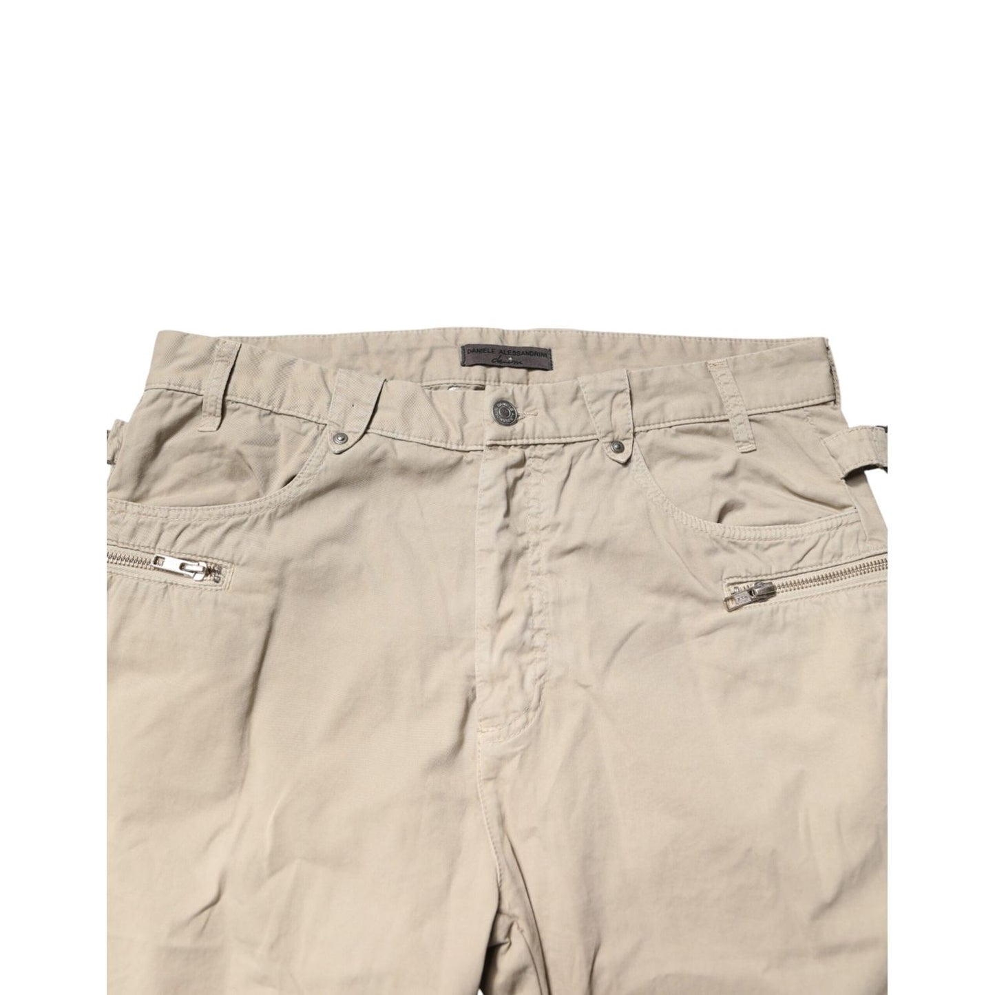 Daniele Alessandrini Beige Cotton Mid Waist Straight Men Denim Jeans