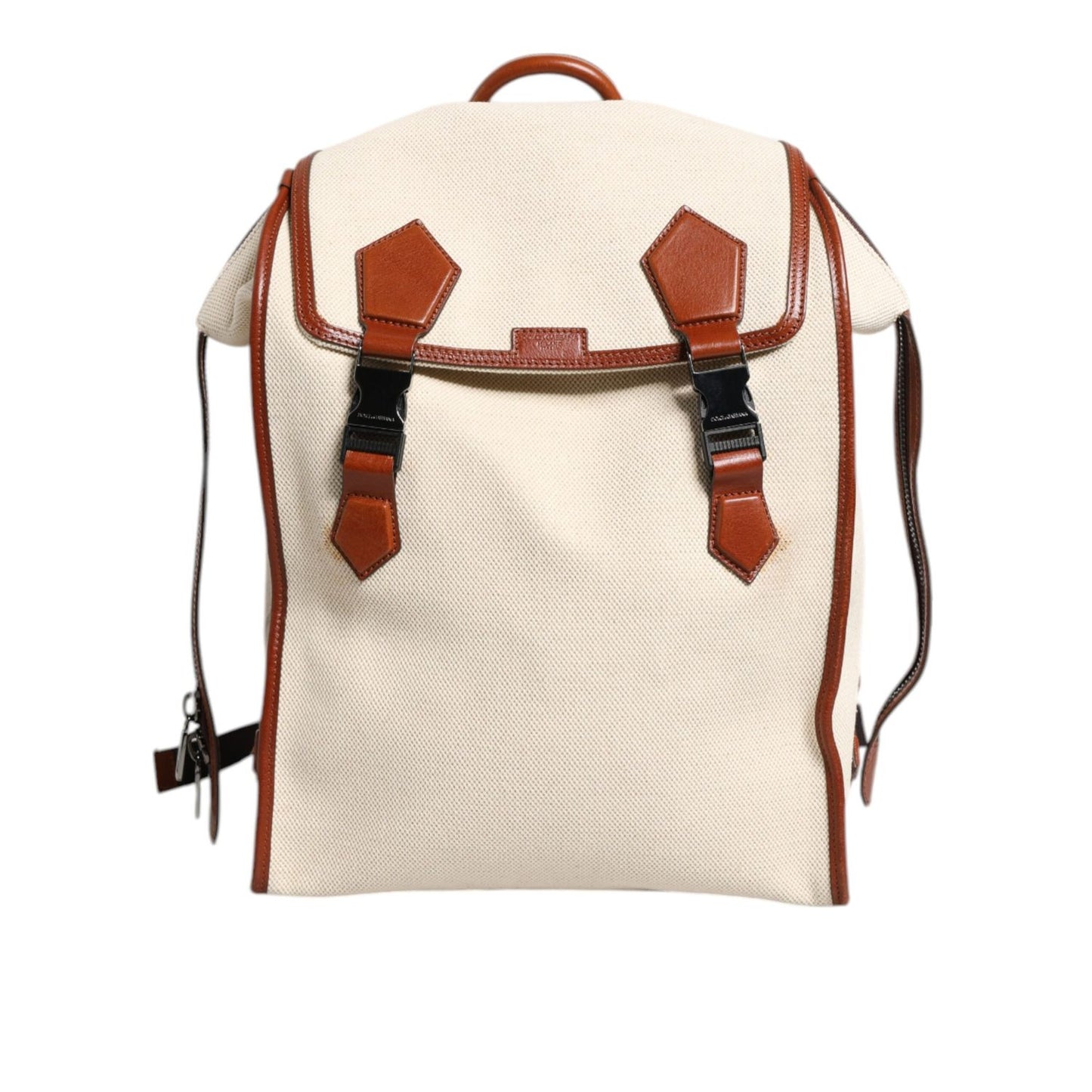 Dolce & Gabbana Beige Brown Canvas Leather Travel Back Pack Bag