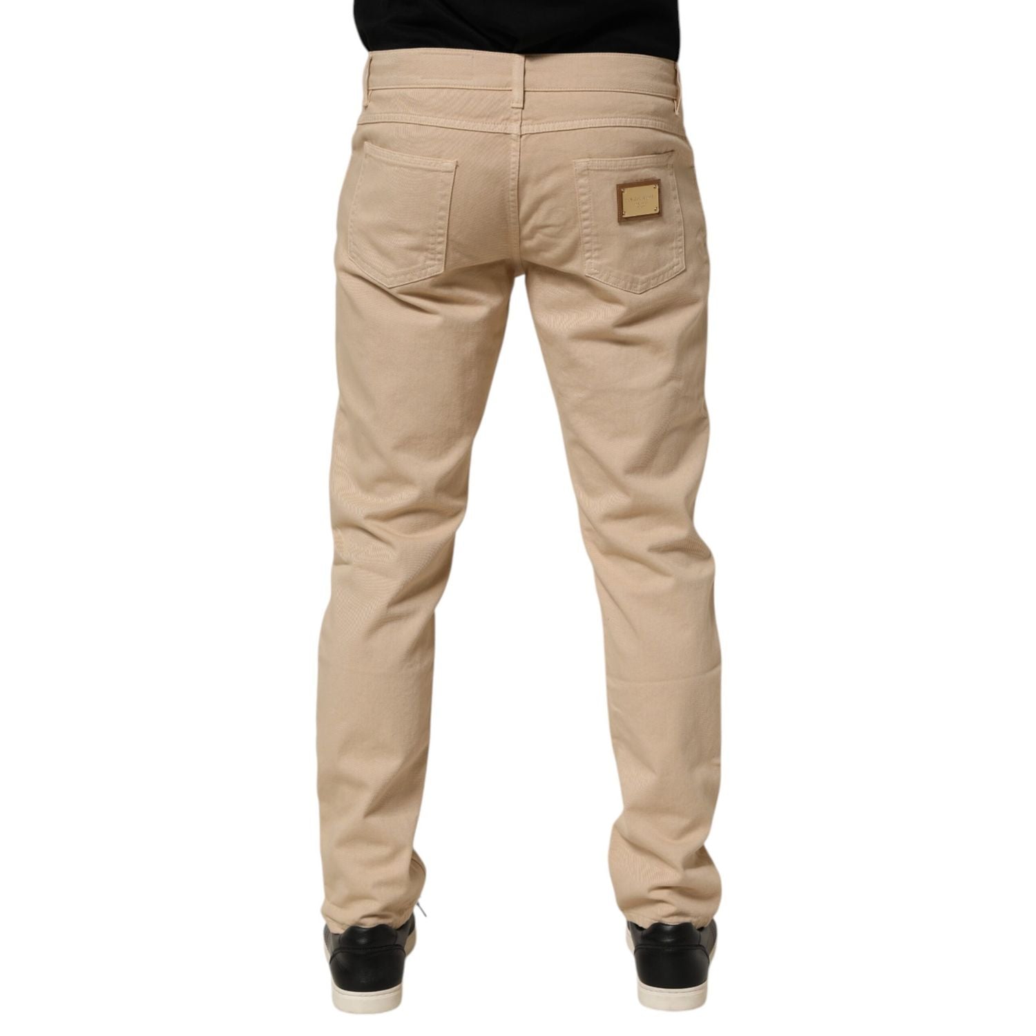 Dolce & Gabbana Beige Cotton Skinny Regular Men Denim Jeans