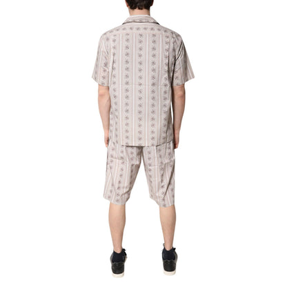Dolce & Gabbana Beige Floral Print Cotton Men Pajama Set Sleepwear