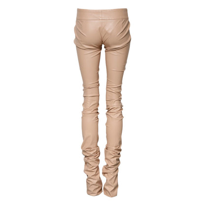 Dolce & Gabbana Beige Lace Details Mid Waist Skinny Pants