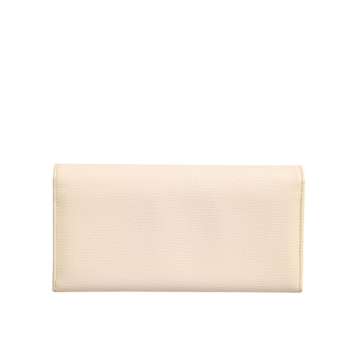 Dolce & Gabbana Beige Leather Trifold Logo Plaque Card Holder Wallet