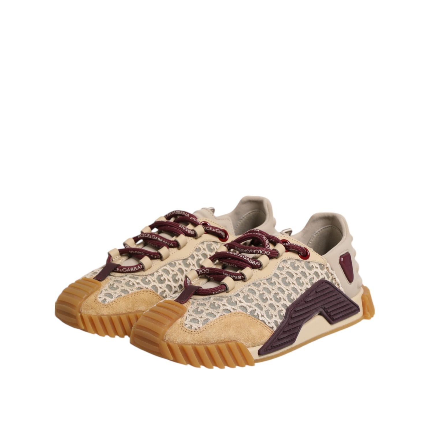 Dolce & Gabbana Beige Neoprene DG Logo NS1 Lace Sneakers Shoes