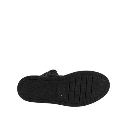 Dolce & Gabbana Black Alpaca Wool Suede Mid Calf Boots Shoes