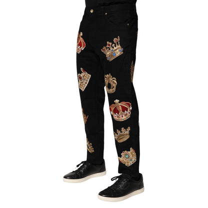 Dolce & Gabbana Black Baroque Royal Men Dress Trouser Pants