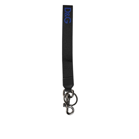 Dolce & Gabbana Black Blue DG Logo Polyester Brass Holder Keychain Keyring Dolce & Gabbana