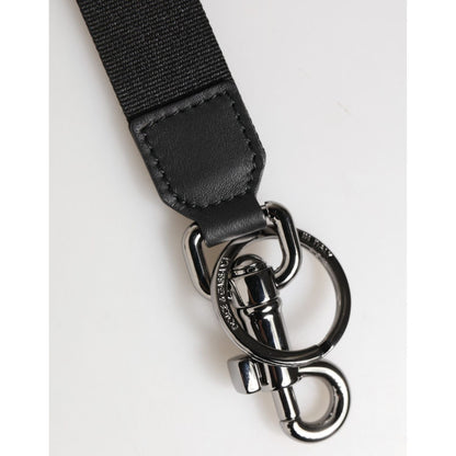 Dolce & Gabbana Black Blue DG Logo Polyester Brass Holder Keychain Keyring