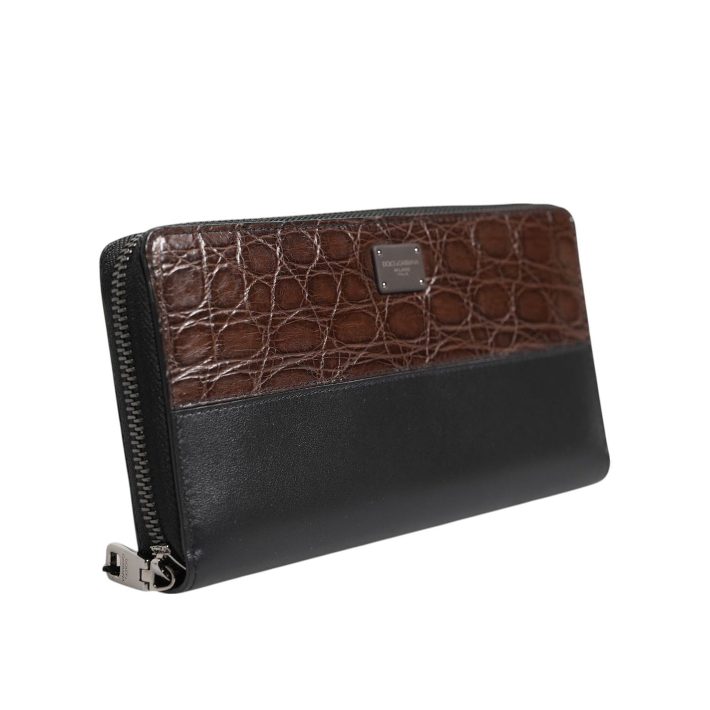 Dolce & Gabbana Black Brown Exotic Leather Men Continental Clutch Wallet