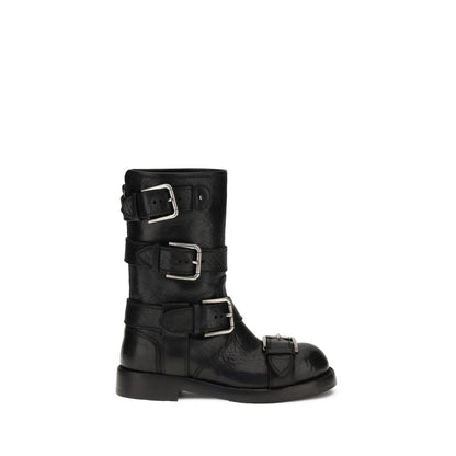 Dolce & Gabbana Black Calf Leather Bos Taurus Lace-Up Boots Dolce & Gabbana