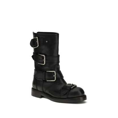 Dolce & Gabbana Black Calf Leather Bos Taurus Lace-Up Boots Dolce & Gabbana