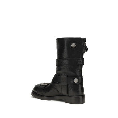 Dolce & Gabbana Black Calf Leather Bos Taurus Lace-Up Boots Dolce & Gabbana