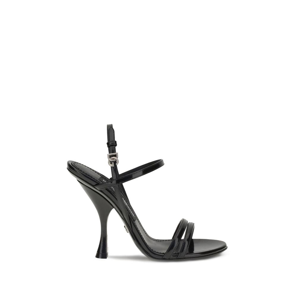 Dolce & Gabbana Black Calf Leather Bos Taurus Stiletto Heel Sandals Dolce & Gabbana