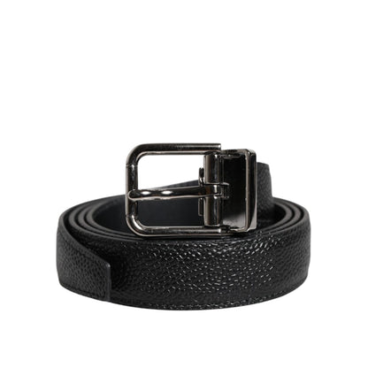 Dolce & Gabbana Black Calf Leather Classic Metal Buckle Belt