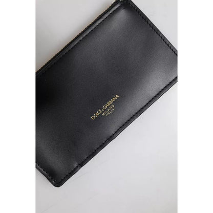 Dolce & Gabbana Black Calfskin Leather DG Logo Card Holder Wallet