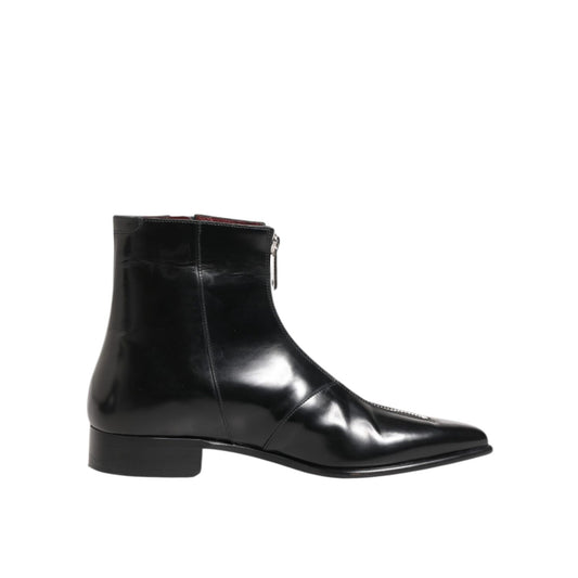 Dolce & Gabbana Black Calfskin Leather Men SHORT Boots Shoes Dolce & Gabbana