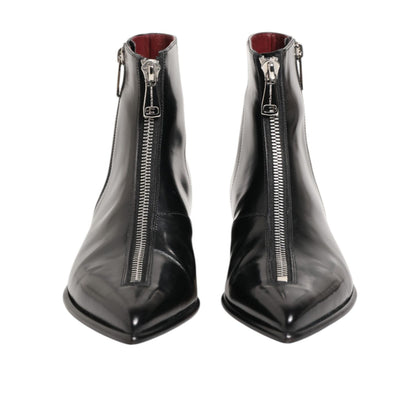 Dolce & Gabbana Black Calfskin Leather Men SHORT Boots Shoes