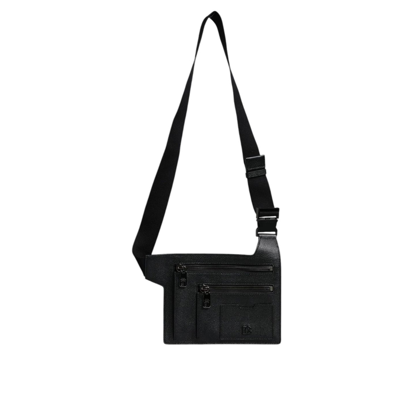 Dolce & Gabbana Black Calfskin Leather Messenger Crossbody Bag
