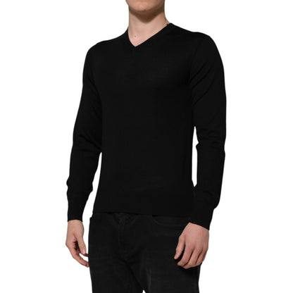 Dolce & Gabbana Black Cashmere Crewneck Men Pullover Sweater