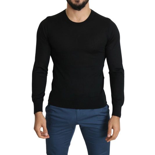 Dolce & Gabbana Black Cashmere Crewneck Pullover Sweater Dolce & Gabbana