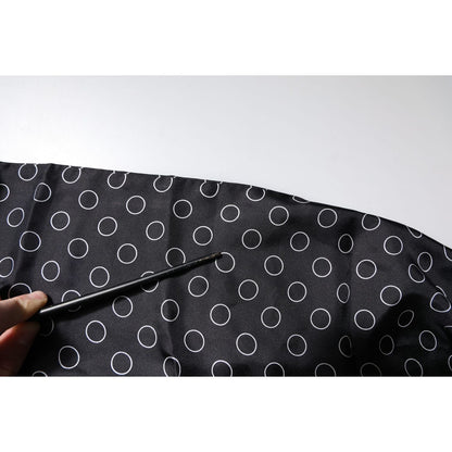 Dolce & Gabbana Black Circles Silk Fringes Shawl Wrap Scarf