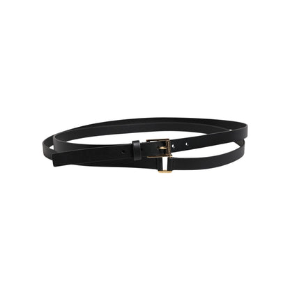 Dolce & Gabbana Black Classic Gold Metal Logo Buckle Belt