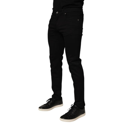 Dolce & Gabbana Black Cotton Blend Skinny Men Trouser Pants