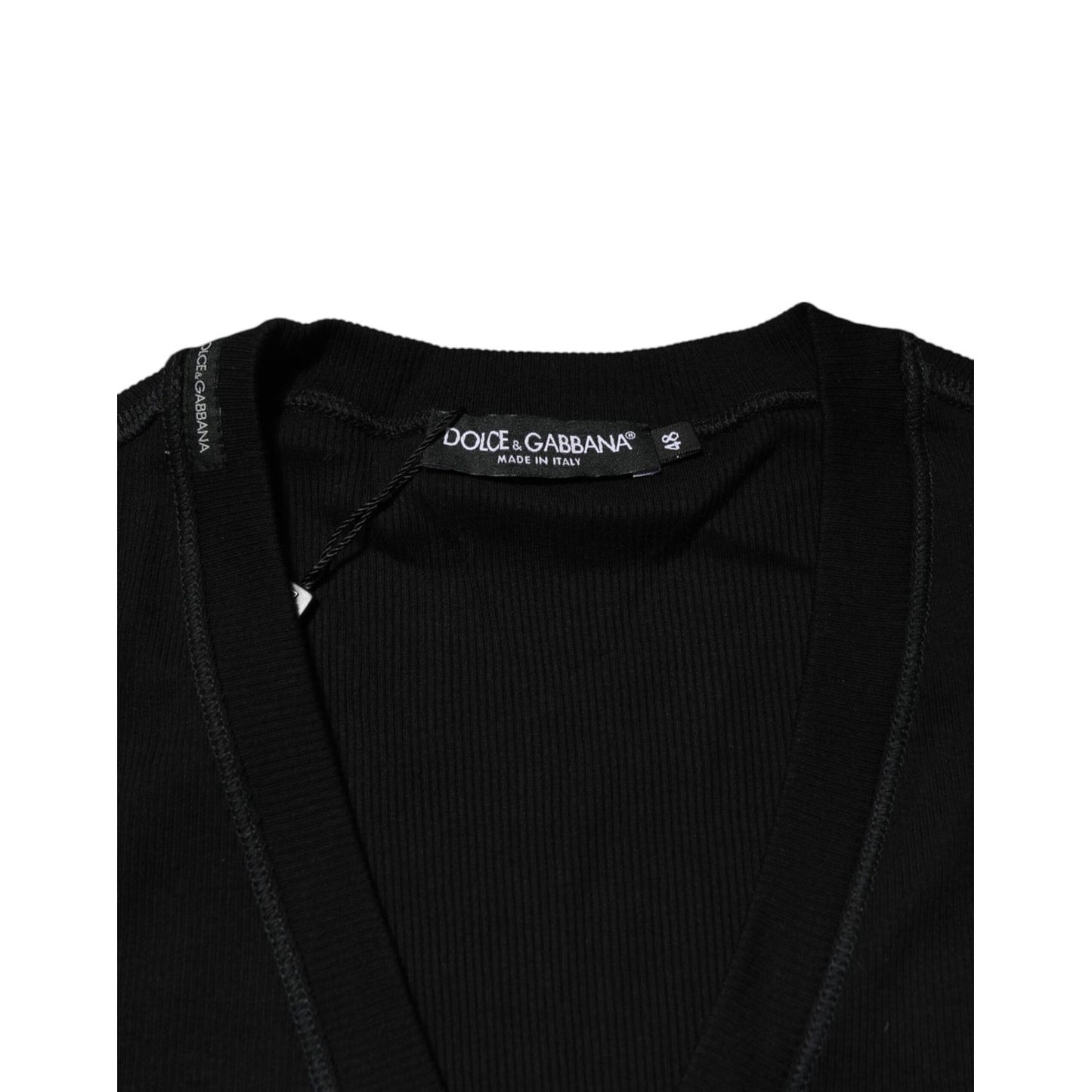 Dolce & Gabbana Black Cotton Button Up Men Cardigan Sweater Dolce & Gabbana