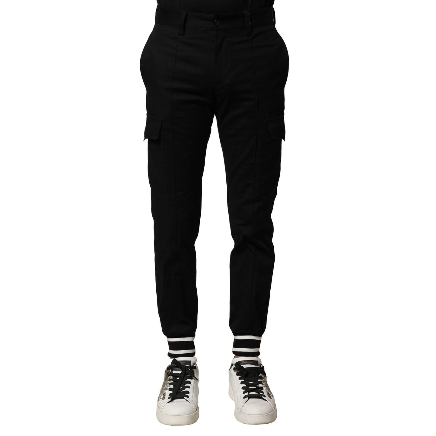 Dolce & Gabbana Black Cotton Cargo Joggers Men Pants