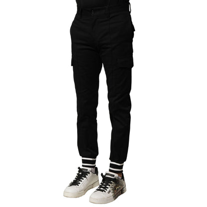 Dolce & Gabbana Black Cotton Cargo Joggers Men Pants