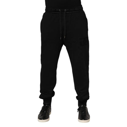 Dolce & Gabbana Black Cotton Drawstring Jogger Pants