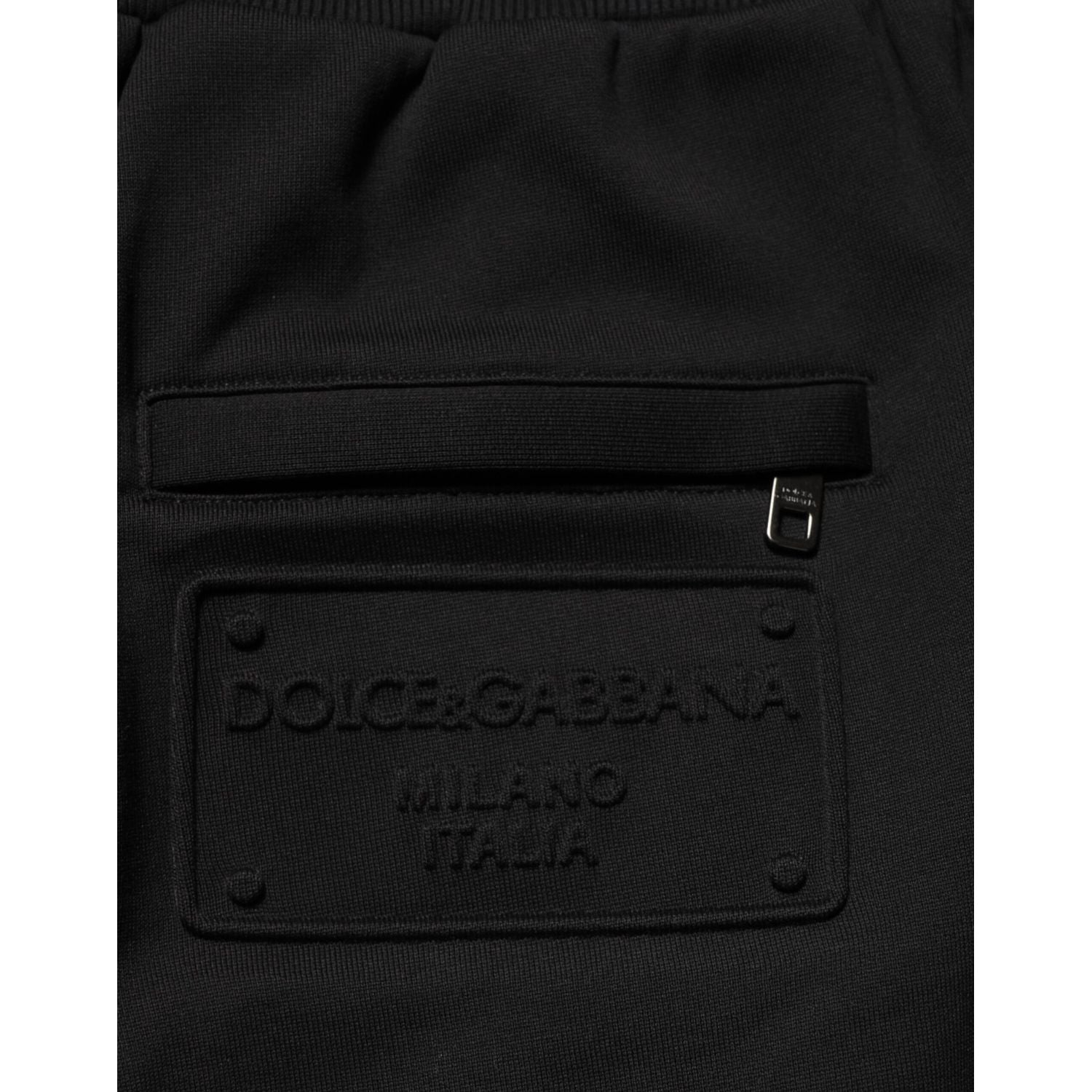 Dolce & Gabbana Black Cotton Drawstring Logo Sweatpants Pants