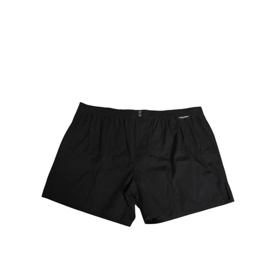 Dolce & Gabbana Black Cotton Elastic Waistband Button Swimwear Dolce & Gabbana