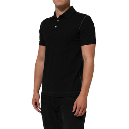 Dolce & Gabbana Black Cotton Graphic Print PoloShirt T-shirt